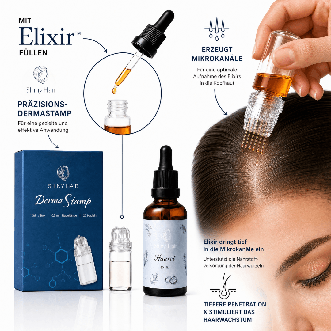 ShinyHair Growth Elixir™ + Dermastamp gegen Haarausfall und für eine gesunde Kopfhaut