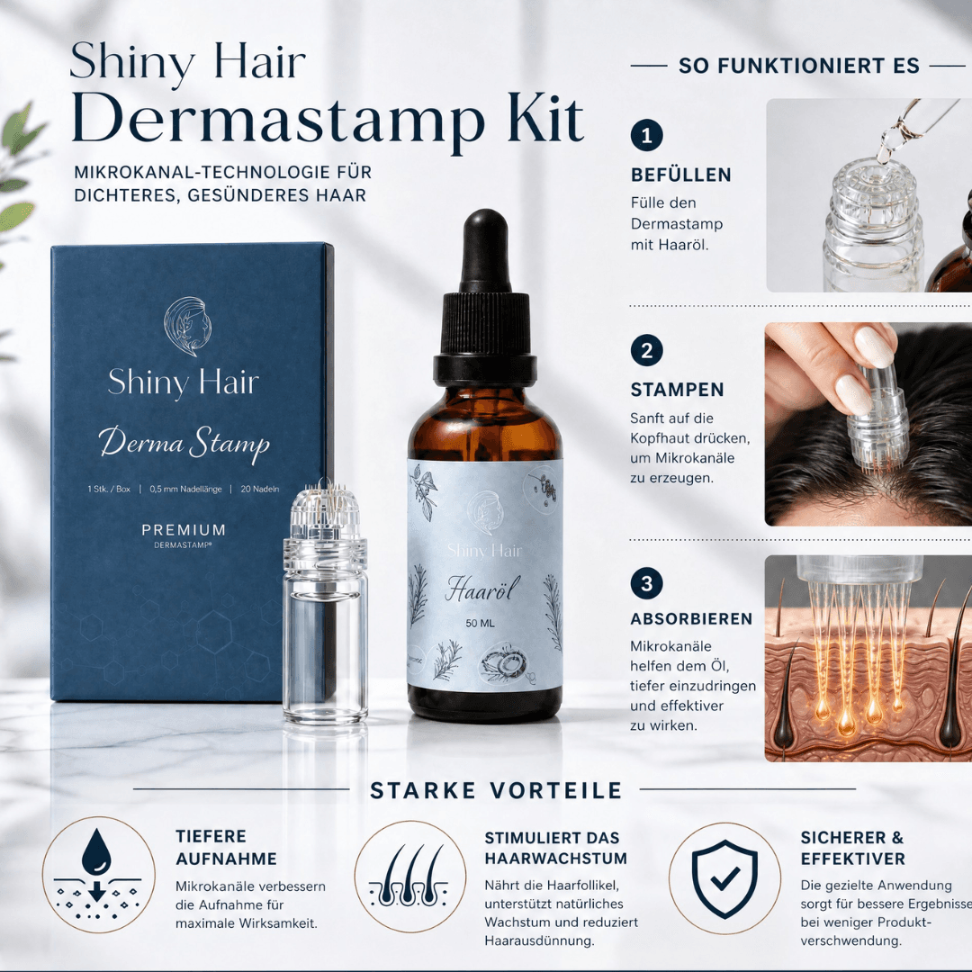 ShinyHair Growth Elixir™ + Dermastamp gegen Haarausfall und für eine gesunde Kopfhaut